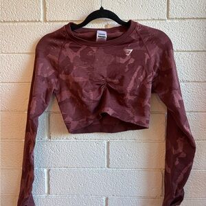 Gymshark Pink Camouflage Long Sleeve Crop Top